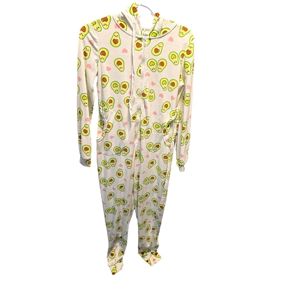 Avocado Print White One Piece Pajamas Size XS